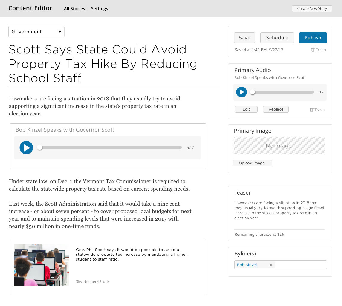 content editor screenshot