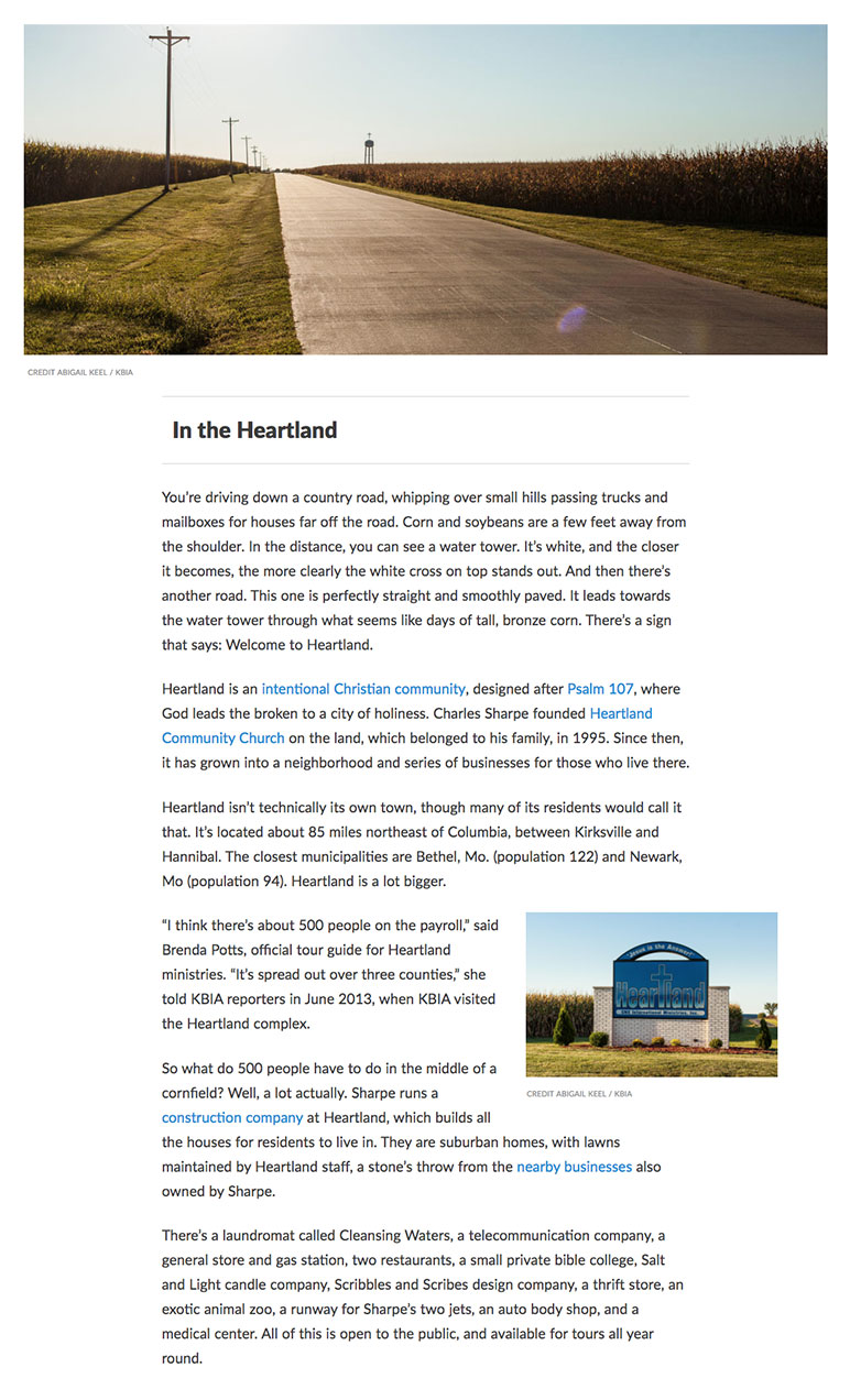 Another example story page, showing mainly text